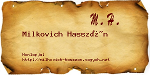 Milkovich Hasszán névjegykártya